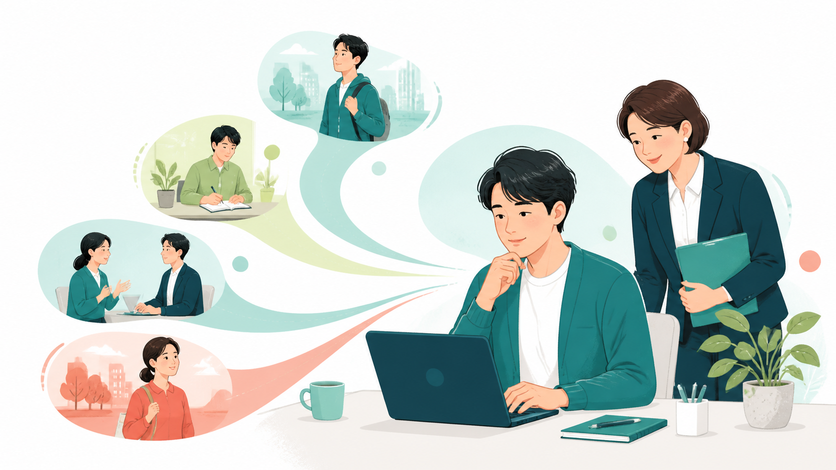 働く準備や職場での相談など、さまざまな選択肢を支援者と考える様子